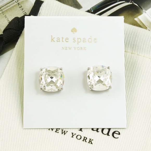 Kate Spade Square Earrings clear silver